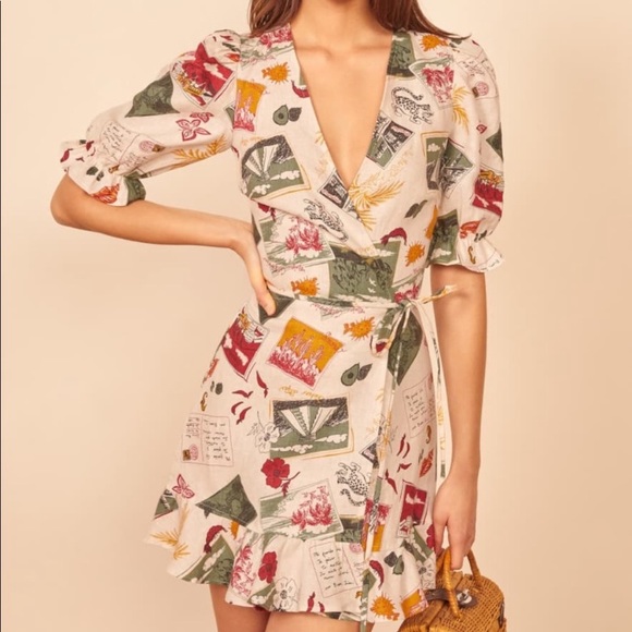 🍒NWT Reformation Carmelo Wrap Dress in Vacaciones - Picture 2 of 10